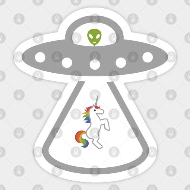 Alien and Unicorn Sticker by MedleyDesigns67